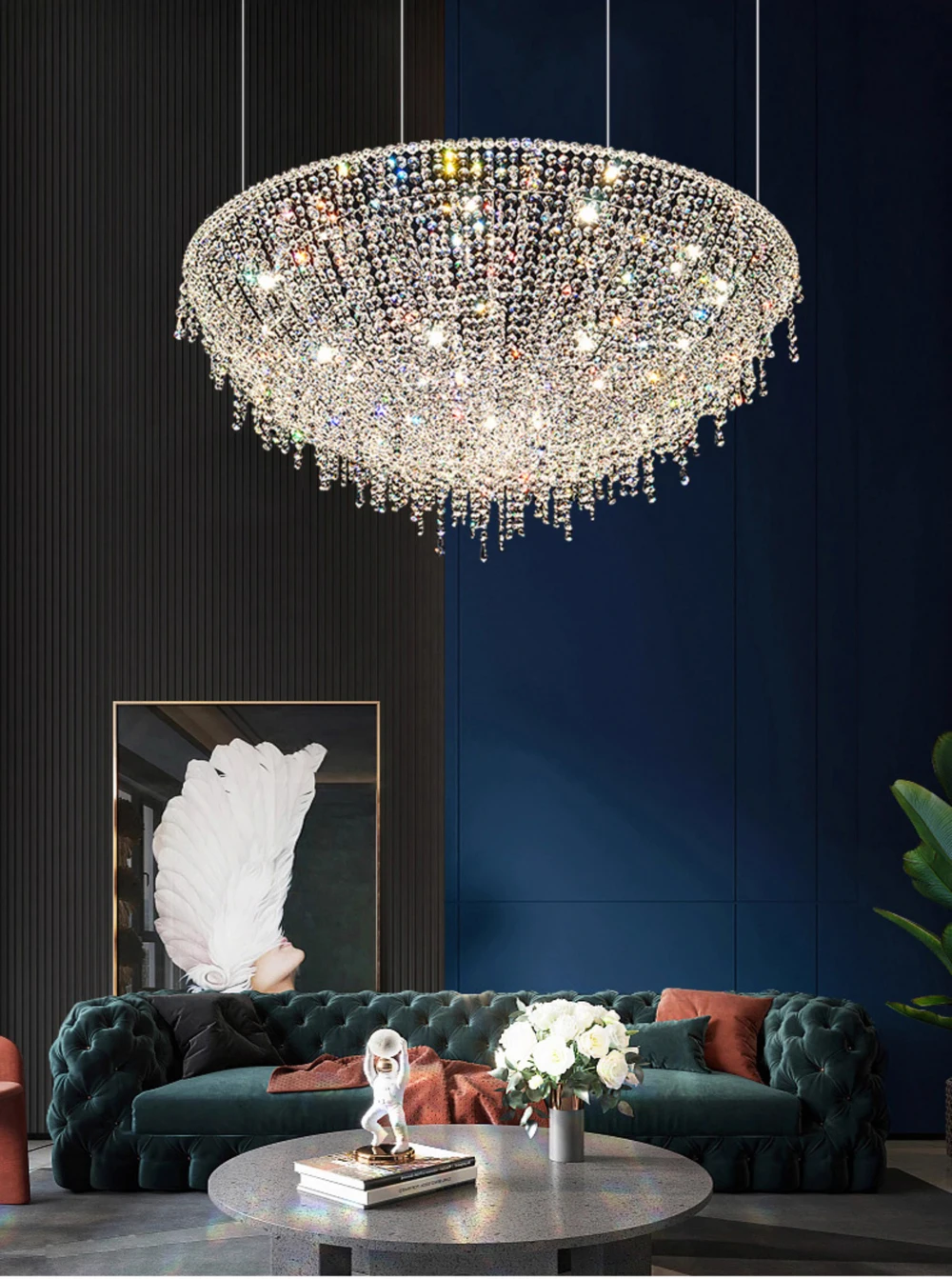 Home K9 Crystal Collection Round Rectangular Chandelier
