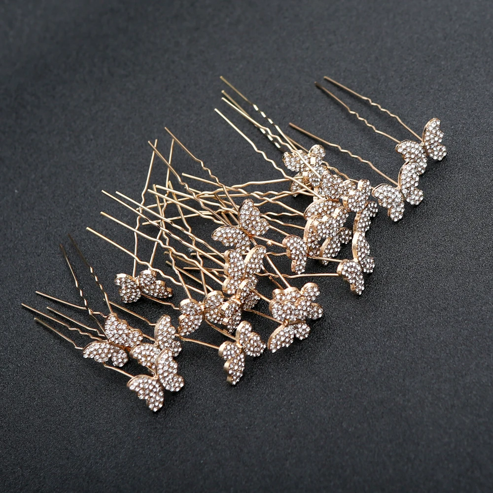 20 pçs moda acessórios para o cabelo de noiva liga floral strass varas de cabelo vintage hanfu borboleta desempenho de cabelo headpieces