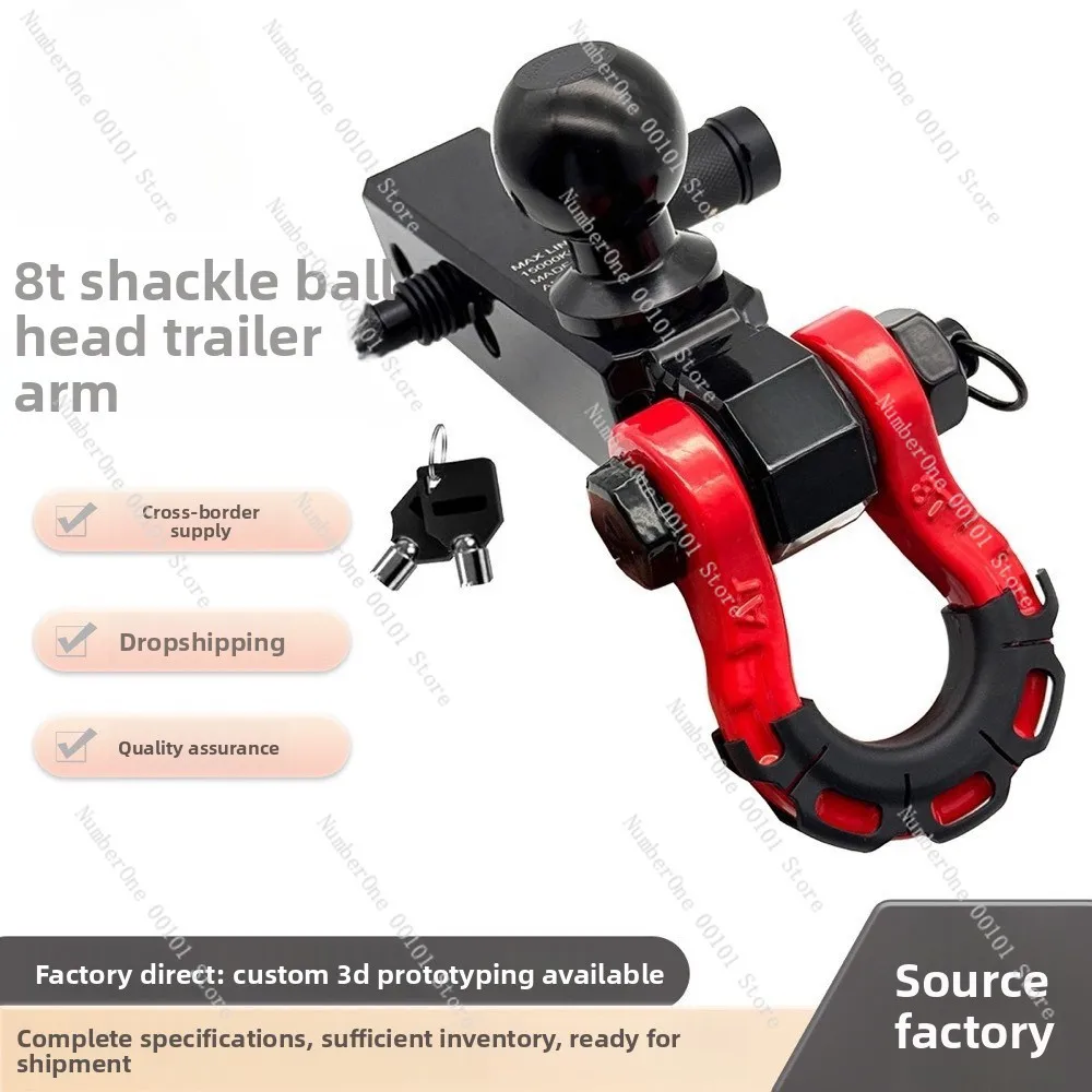 Ball Head Tow Arm 2inch Base Universal Model Off-Road Rescue Towing Black Chrome Plated Ball Head
