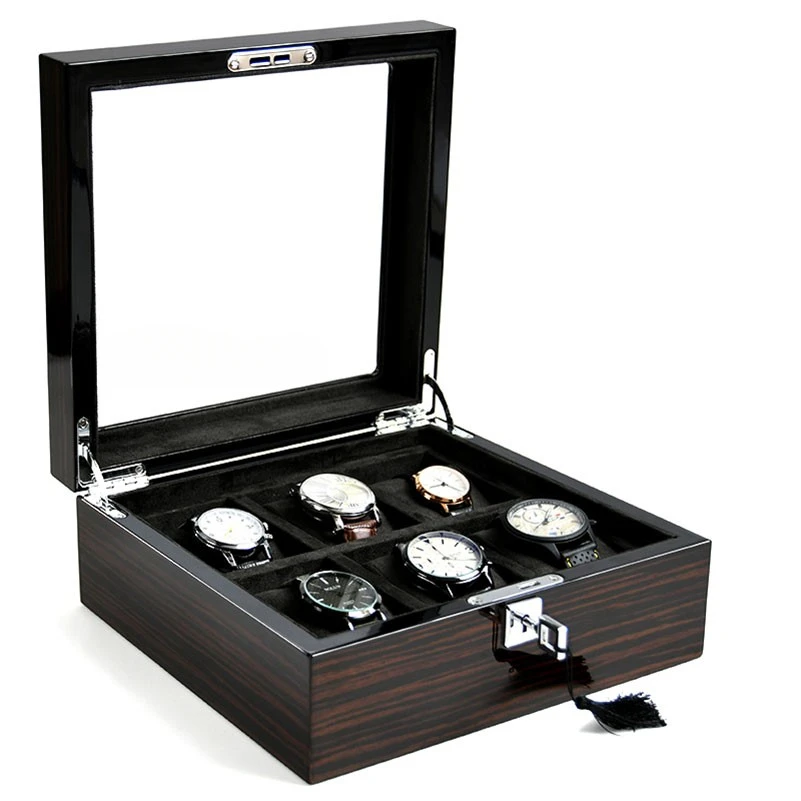 Luxury Watch Box Wood Organizer Storage Case 15 Slot Personalised Portable Safe Deposit Boxes Packing