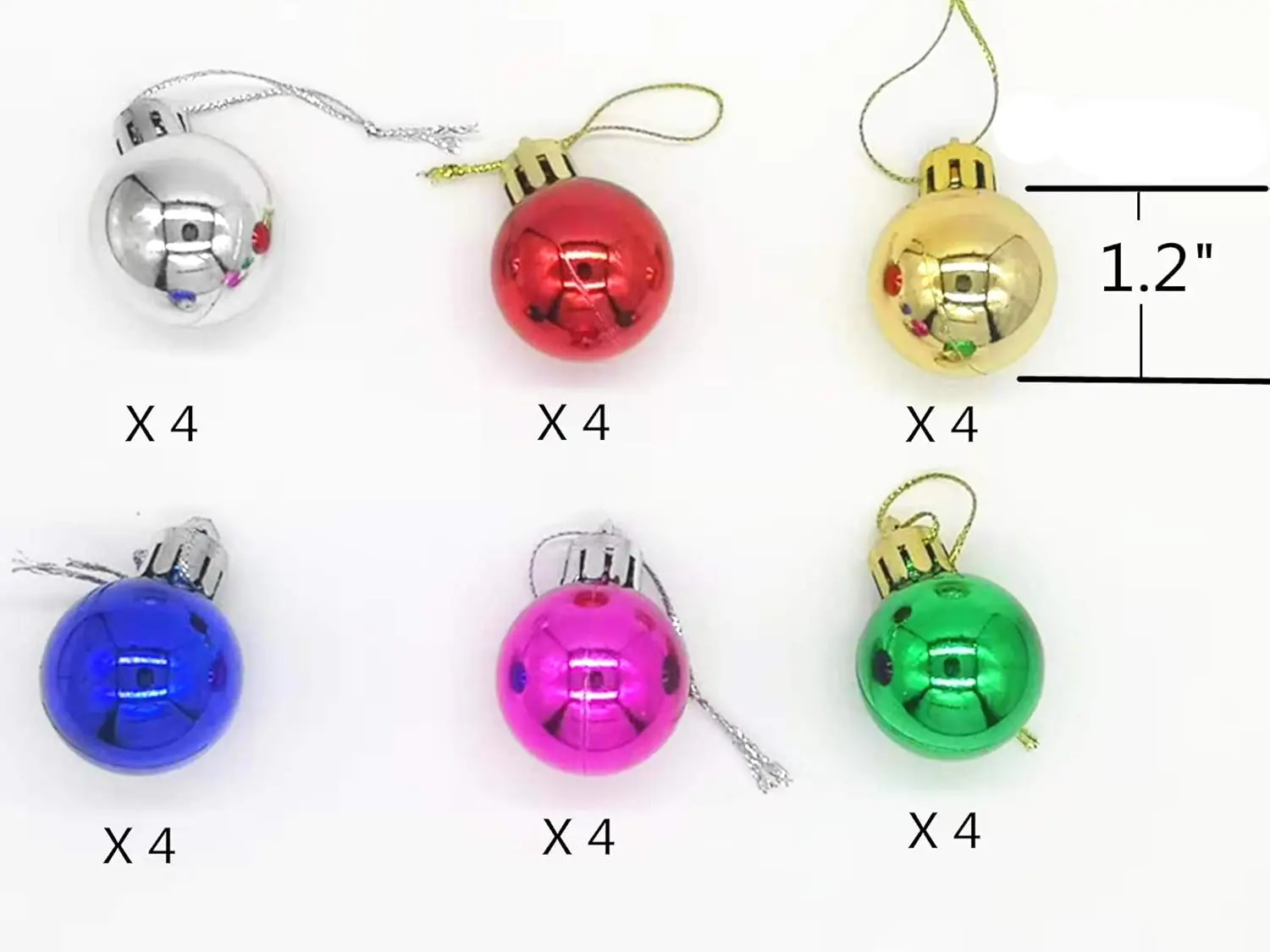 12/24/60pcs Colored Christmas Balls Living Room Garden Ornaments Mini Glitter Ball Door Wall Xmas Tree Decoration Supplies