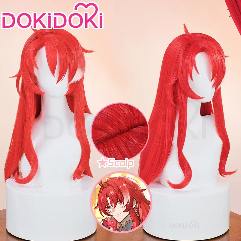 IN STOCK Argenti Wig Cosplay Game Honkai: Star Rail Cosplay DokiDoki Argenti Cosplay Ear Clip Men Red Long Hair Free Wig Cap