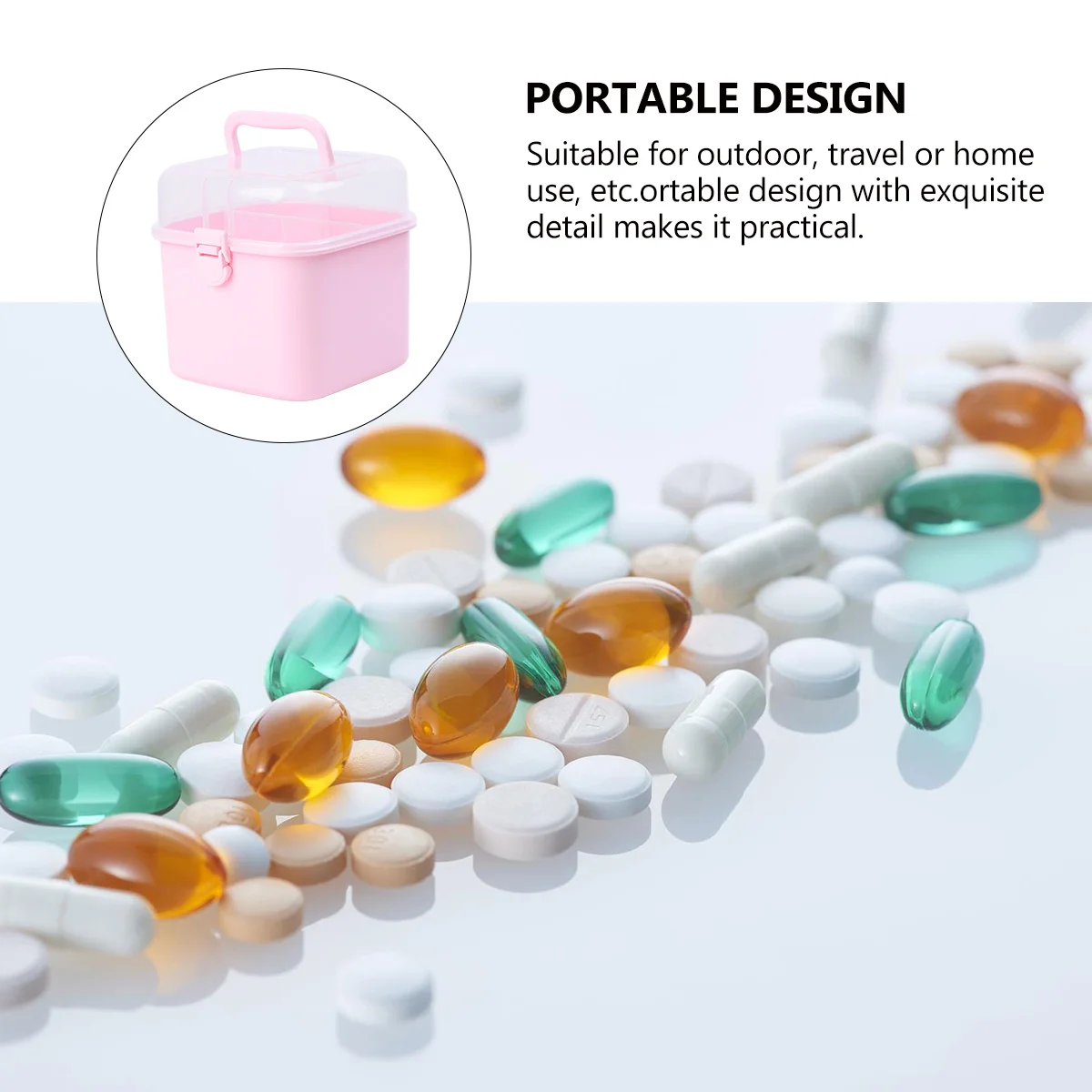 قطعة واحدة من حافظة طب الطوارئ، منظم طبي محمول وخفيف الوزن مع مقبض لتخزين الإسعافات الأولية للسفر والمكتب المنزلي