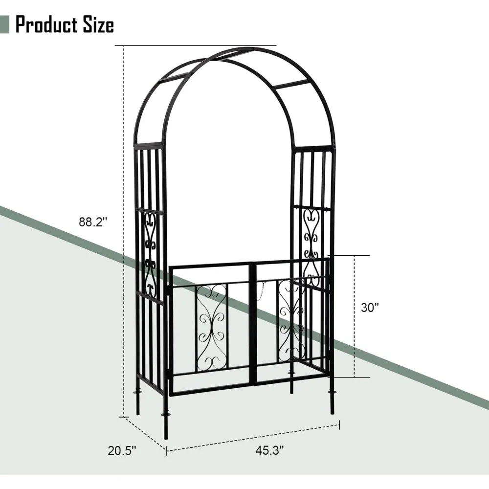 Garden Arbor Trellis with Doors, Durable Metal Garden Arch Archway with Gate for Wedding, Bridal Party, Bakcyard