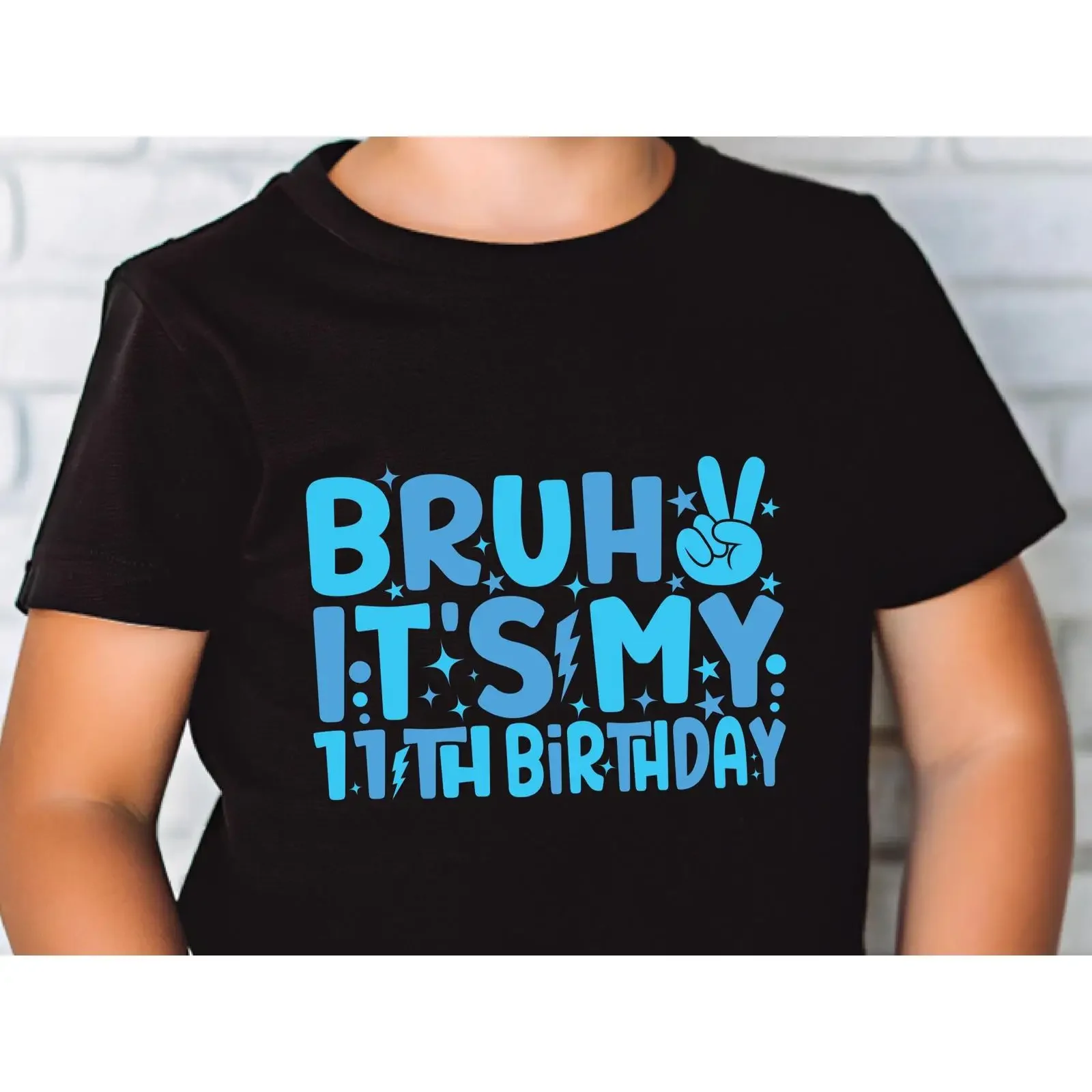 Bruh It's My 11th Birthday Funny Boys T Shirt 11 Years Old Kids Party Casual  vintage Washed Top For Everyday Wear Breathable