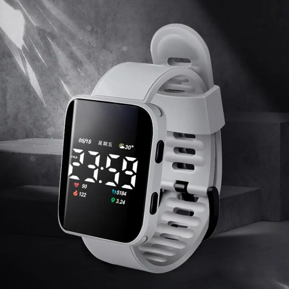 Profissional Silicone Digital LED Watch, Built-in bateria, crianças e estudante presente, moda