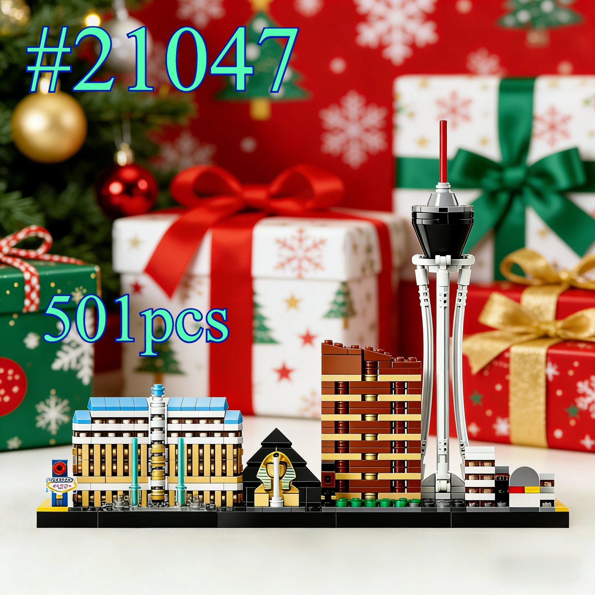 المباني الرائعة في لاس فيغاس 21047 مجموعات مكعبات البناء مناسبة لهدايا عيد الميلاد المتوافقة مع جزيئات ليغو، 501 قطعة