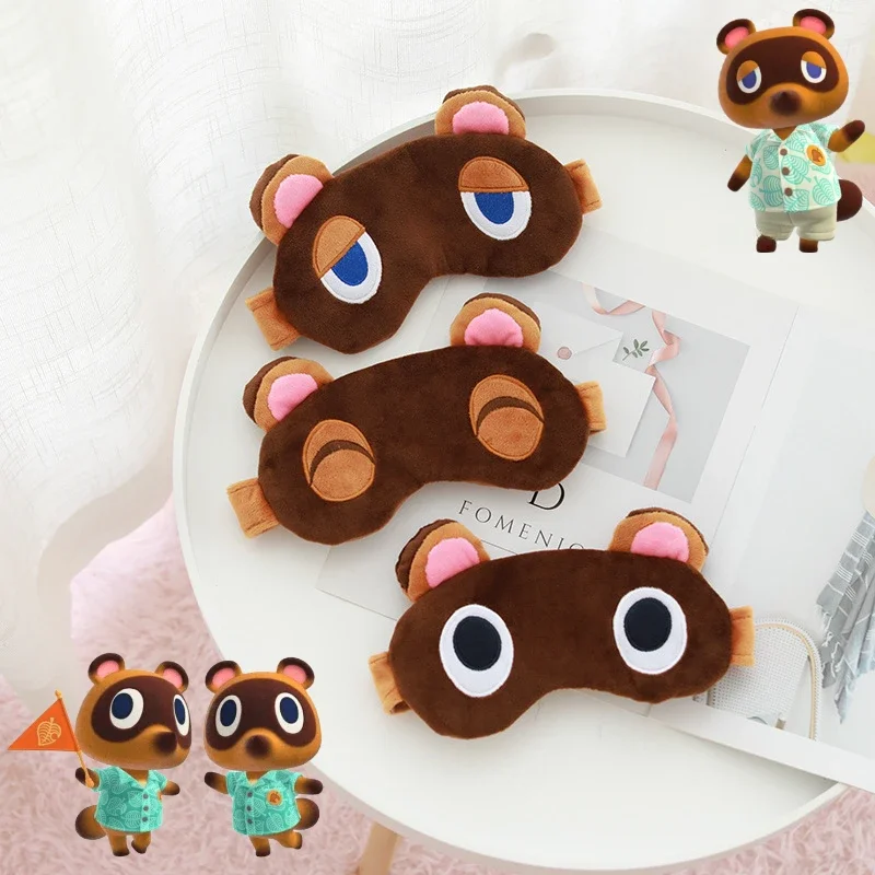 Schlafmaske Augenbinde Crossing STom Nook Timmy Cosplay Augenklappe Niedliche Cartoon-Plüsch Augenabdeckung Reise-Schlafmaske