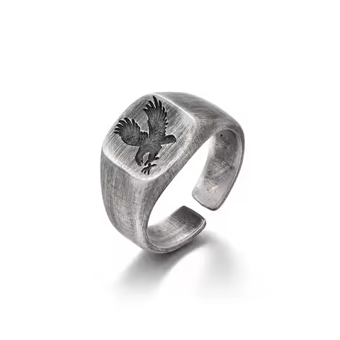 Buyee 925 Sterling Silver Unique Ring Finger Cute Eagle Sweet Open Ring for Women Men Fashion Fine Jewelry Circle with Box