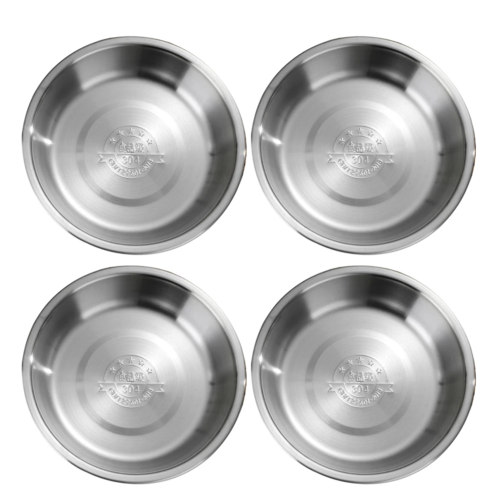 

4pcs Stainless Steel Fruit Plate Round Multifunctional Soup Basin Kitchen Bowl Set Easy Clean Modern Design for Daily