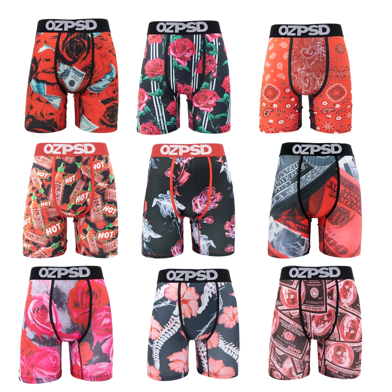 

OZPSD Sexy Men Underwear Boxers Men's Panties Lingeries Fashion Printed Underpants Male Boxershorts Plus Size Man Boxer Briefs