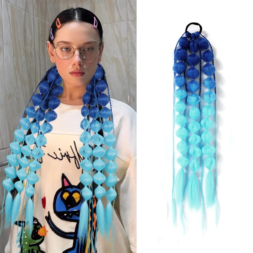 

Женский парик-хвост с эффектом пузырьков, синтетическая коса, высокая эластичность