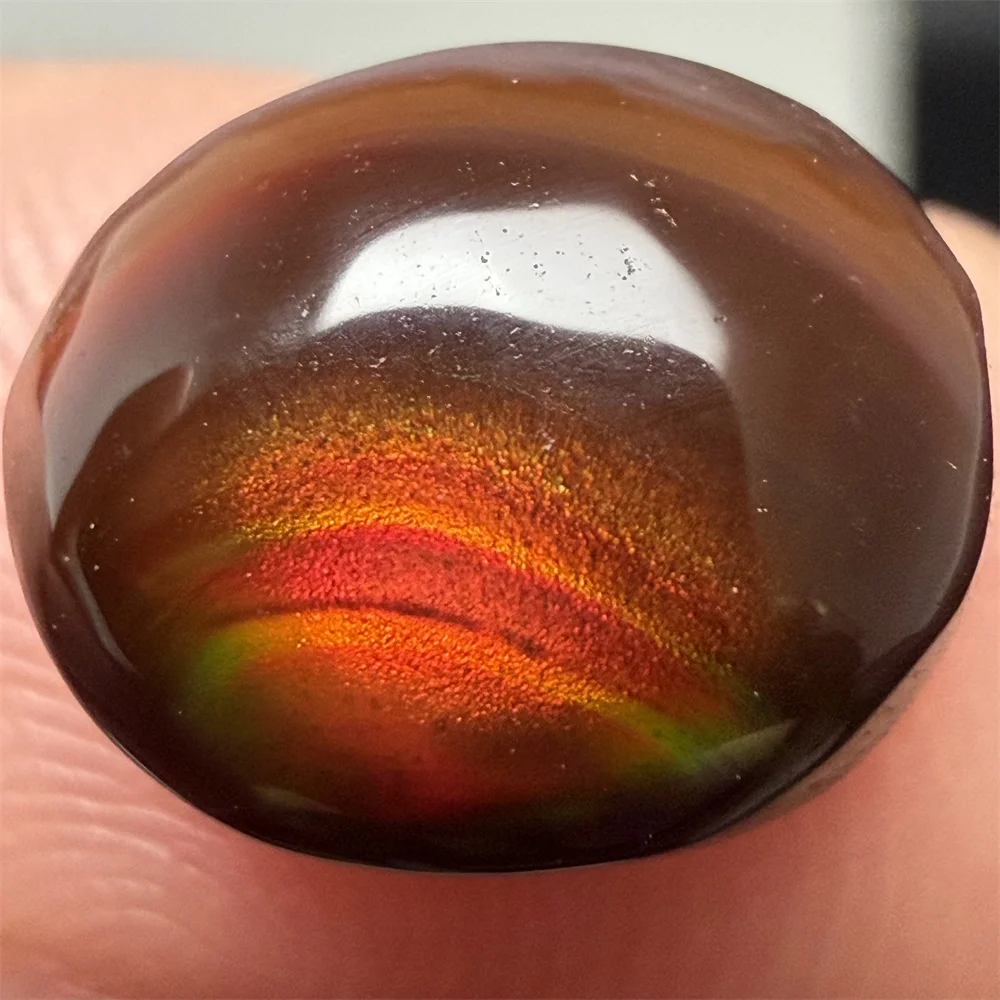 Natural Bright Rare Yellow Light Fire Agate Healing Beads Mexico Origin Red Light Bubbles Fire Agate Specimen Green Purple Stone