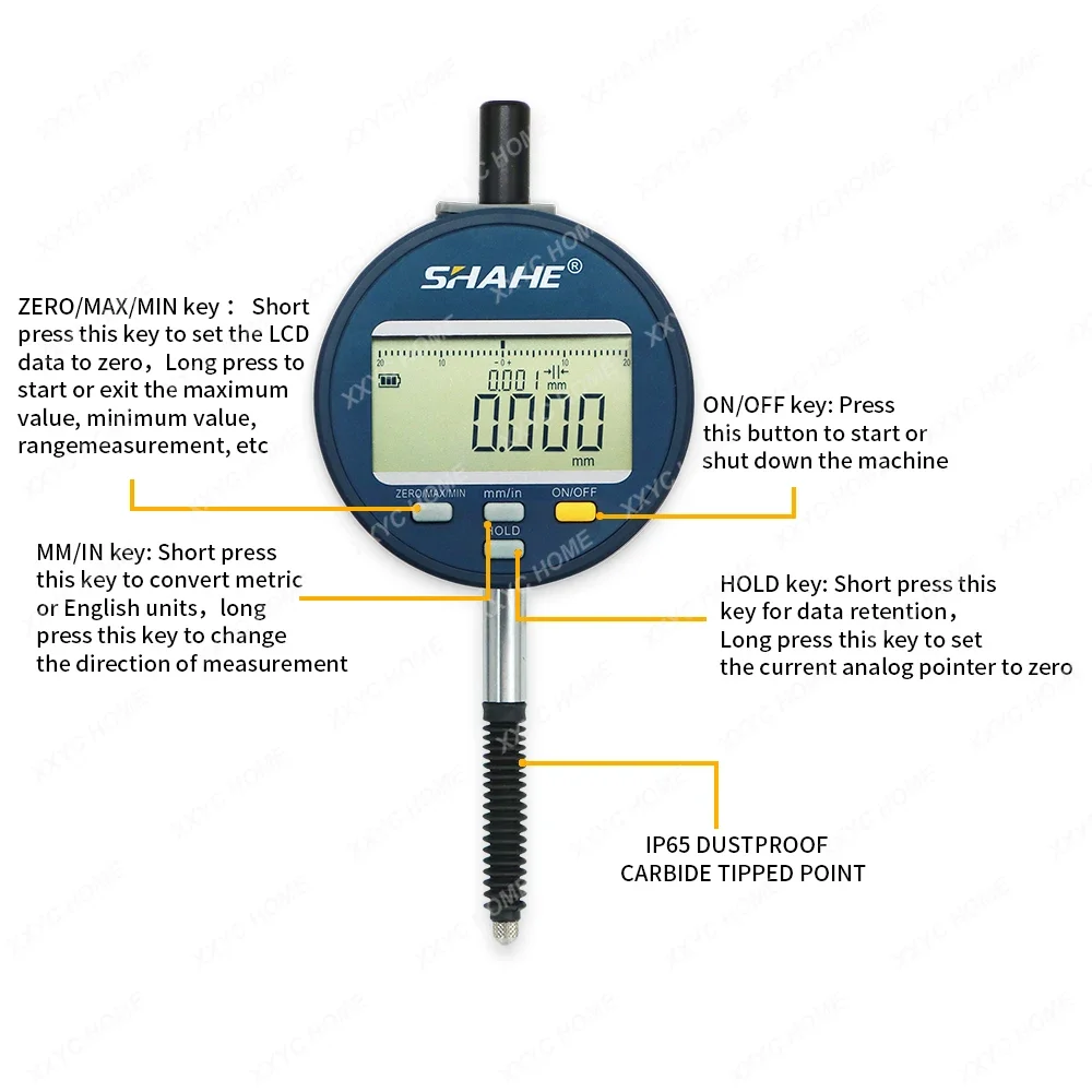 IP65 Waterproof And Dustproof Digital Indicator 0-12.7 mm 1μm Electronic Micrometer Metric Inch Dial Indicator Gauge