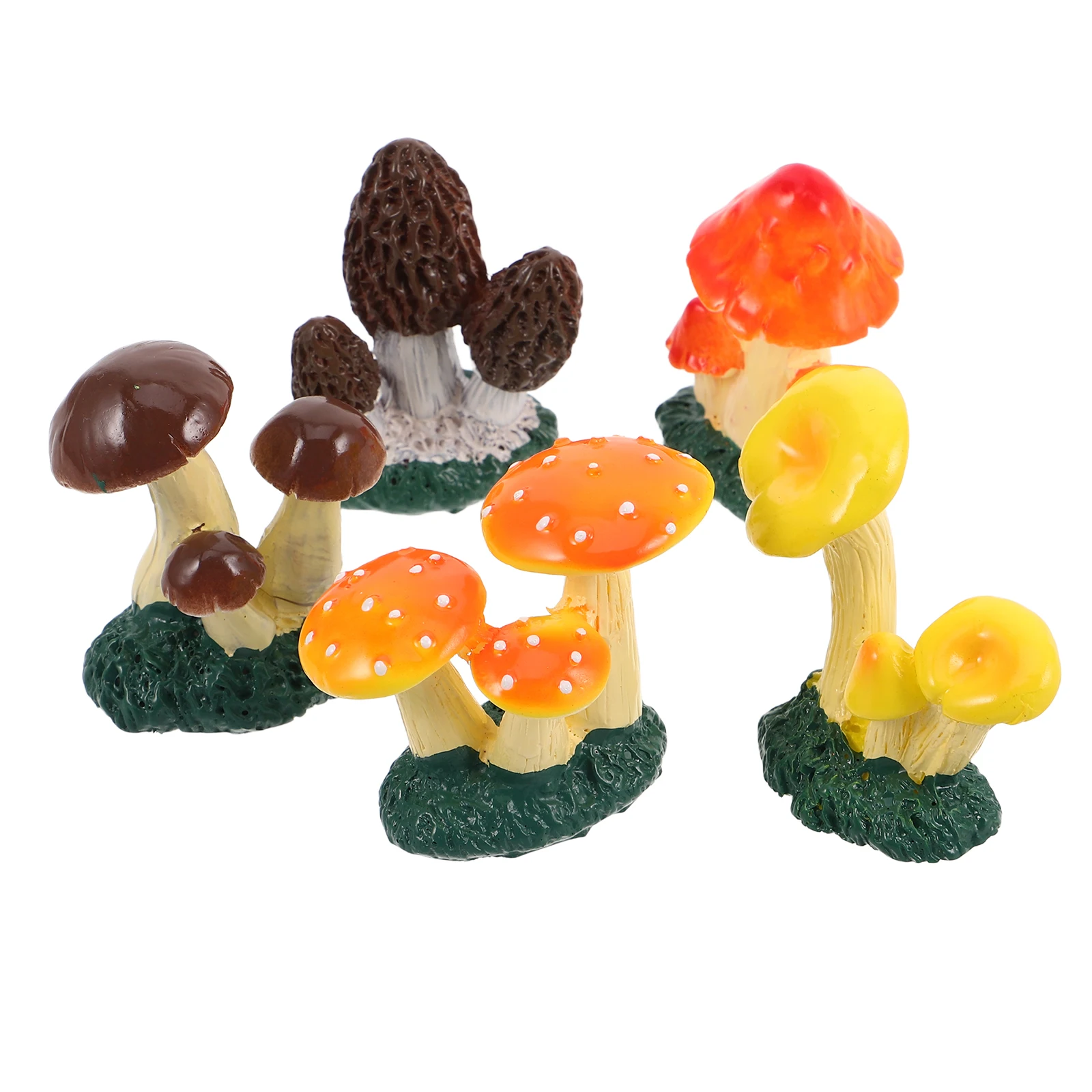 

5Pcs Small Resin Mushrooms Garden Decorations Lifelike Miniature Mushrooms for Lawn Patio Flowerpot Planter Micro Landscape