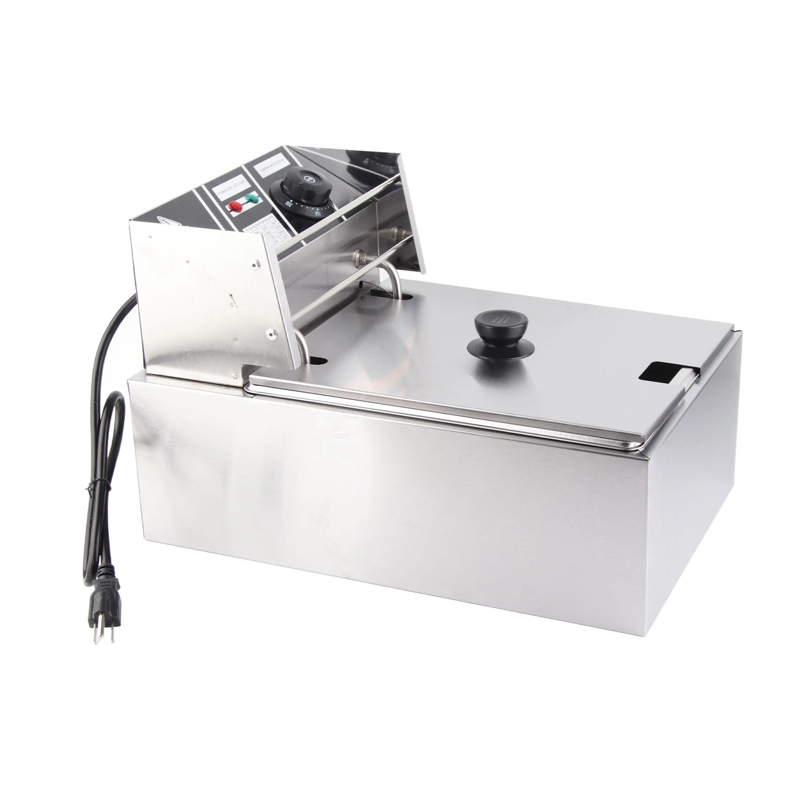 مقلاة كهربائية عميقة احترافية قابلة للتعديل لدرجة الحرارة من الفولاذ المقاوم للصدأ مع سلة غطاء للاستخدام التجاري 6 لتر
