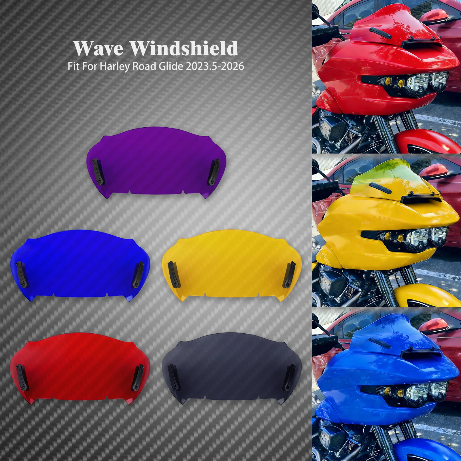 Motorcycle 10'' Windshield Wave Windscreen Wind Deflector For Harley Touring CVO Road Glide 2023-2025 FLTRXSTSE FLTRX 2024-2026