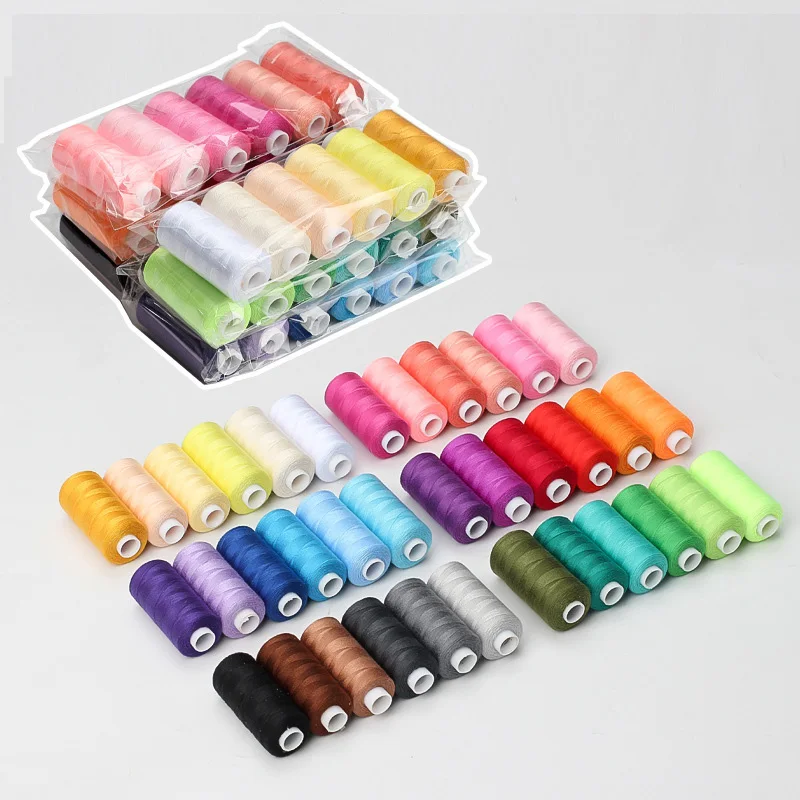 6 Colors/Set Sewing Thread 100 Polyester Yarn Sewing Thread Roll Machine Hand Embroidery 400 Yard Each Spool For Home Sewing Kit