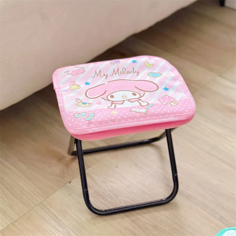 Kawaii Hello Kitty Kuromi My Melody Oxford Cloth Camping Folding Chair Anime Sanrio Girly Heart Cute Convenient Folding Stool