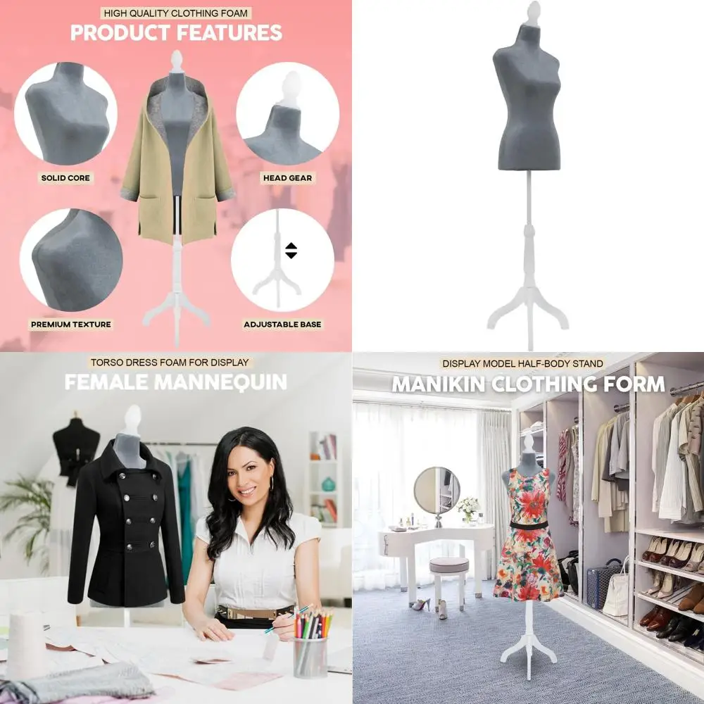 

Регулируемая по высоте подставка для женского манекена для демонстрации и шитья, серое деревянное основание-тренога