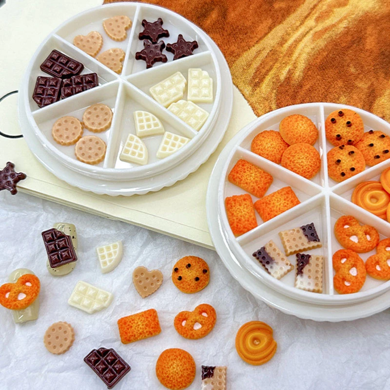 3D Simulated Cookies Resin Nail Art Decorations Funny Creative Chocolate Bean Biscuits Nail Charms For DIY Crafts Manicure Salon