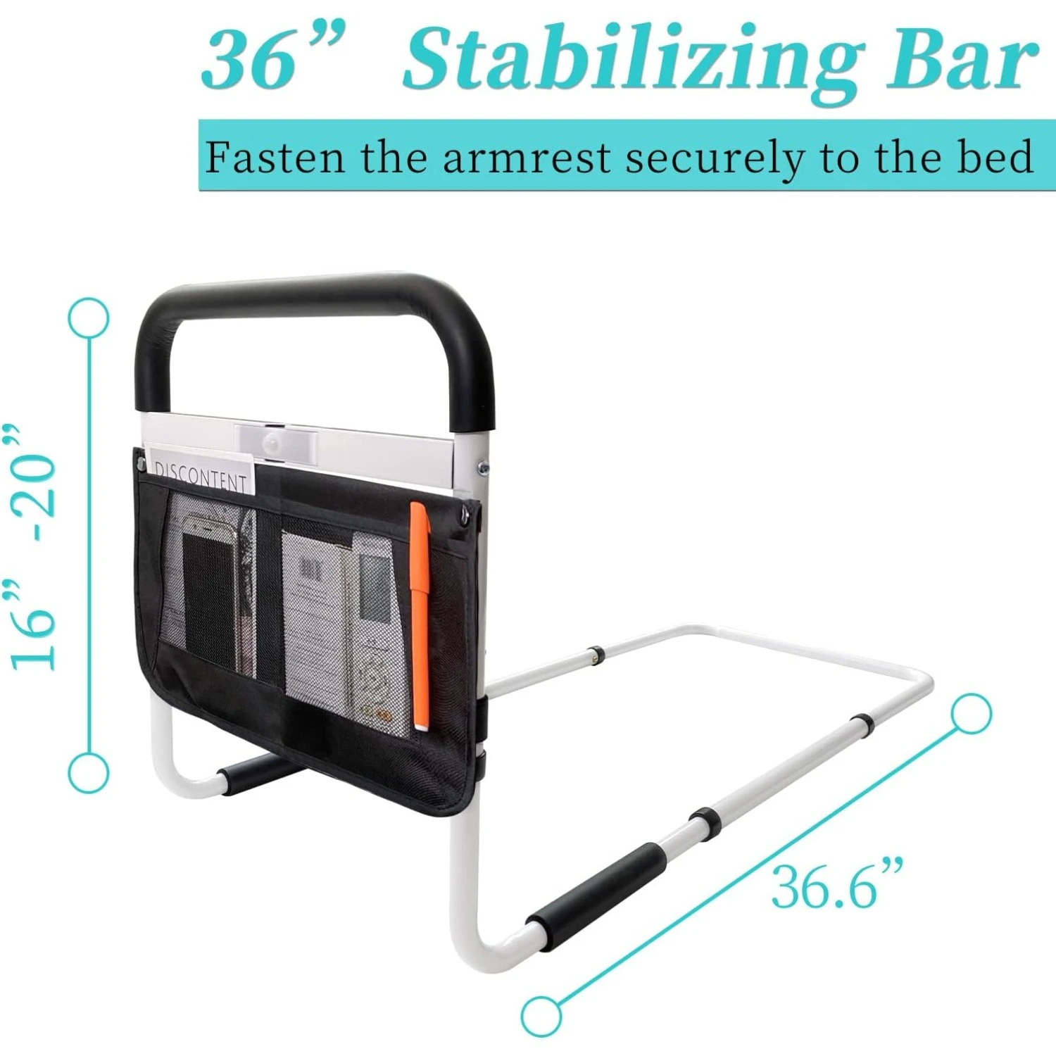 Bed Rails for Elderly Adults Safety with Adjustable Heights Storage Pocket Assist Support Side Railings Seniors Slides