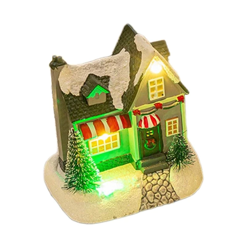 Christmas House Village Resin Craft with LED Light Light Up Christmas Decoration House for Desk Display NEW arrival image 5