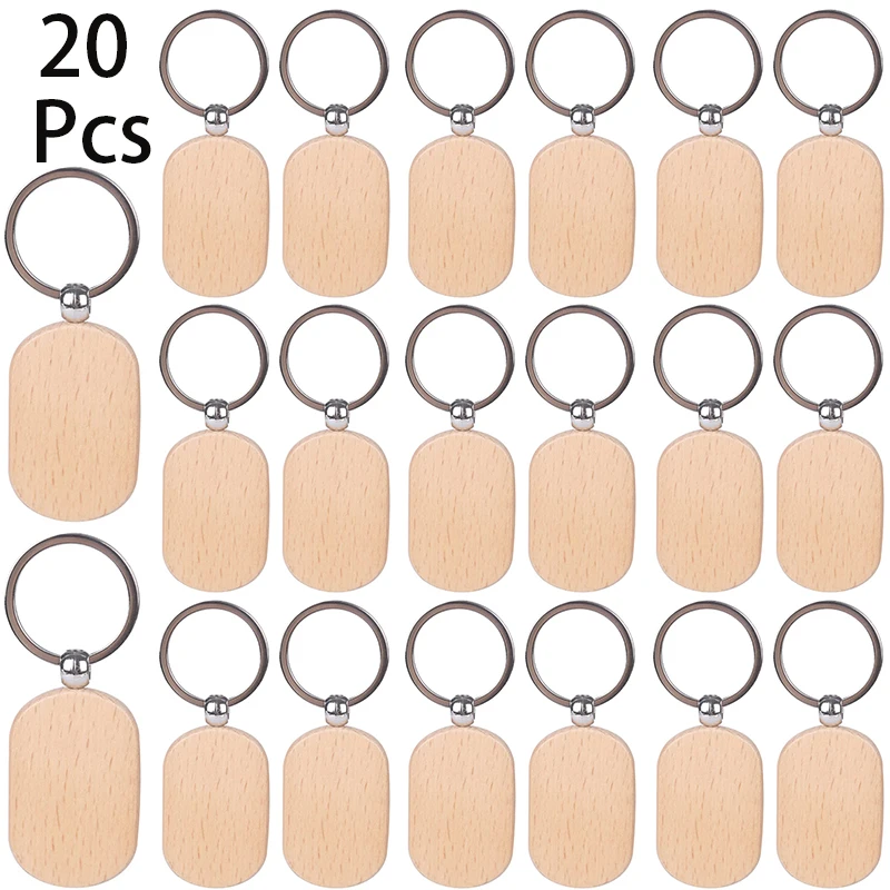 

20Pcs Wood Key Chain Blank Tags for Dog ID Tags Keychains Tag Name ID Tag