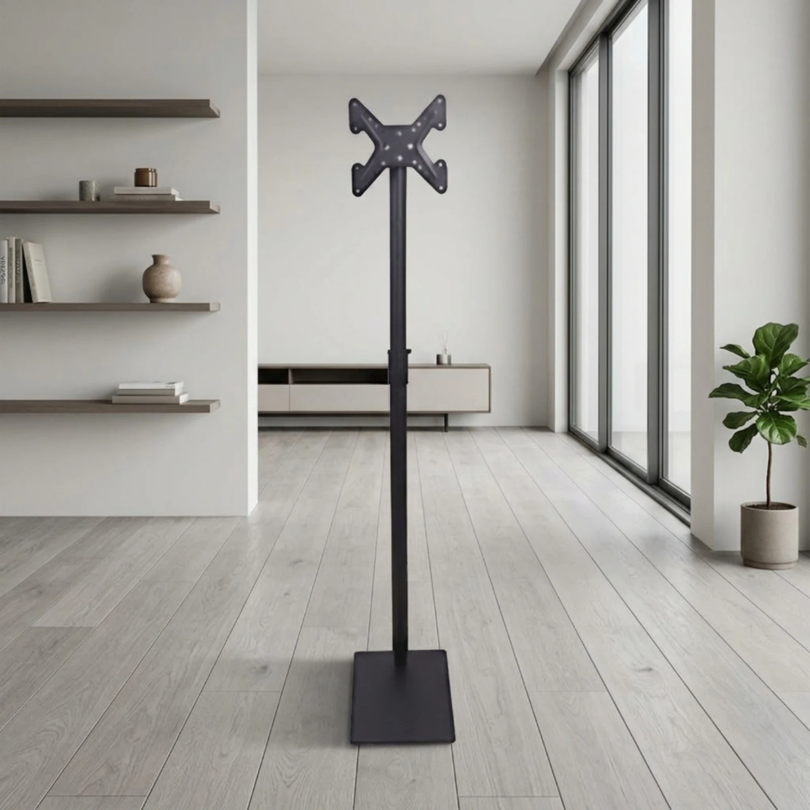 Floor TV Stand with Mount Space-Saving TV Stand with VESA Mount Slim Sturdy for Renters, Rental Apartment, Bedroom