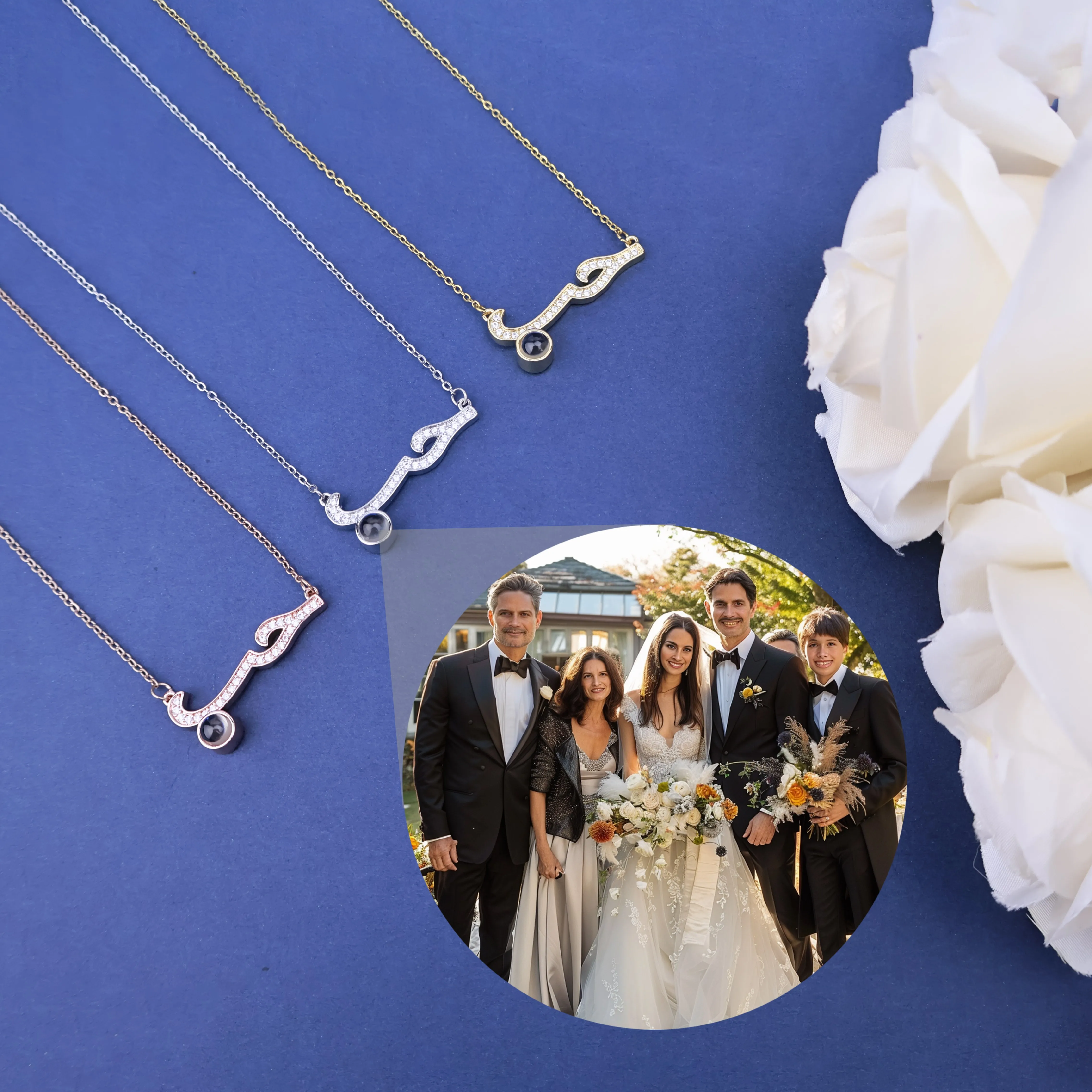 

Custom Color Photo Projection Geometric Pendant Necklace Stainless Steel Chain Simple Birthday Gift For Girlfriend Elegant New