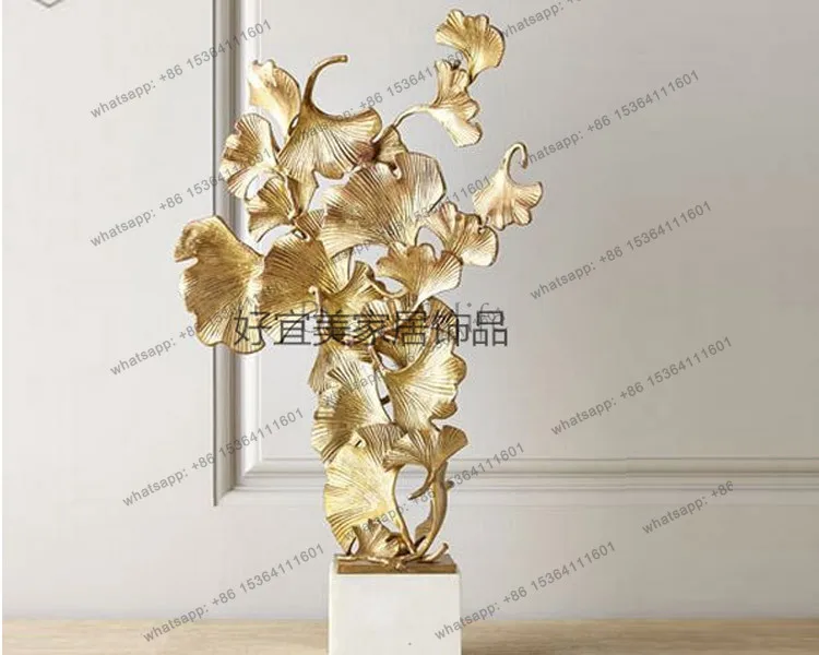 Metal ginkgo leaf decoration hotel wrought iron soft leaf sculpture crafts