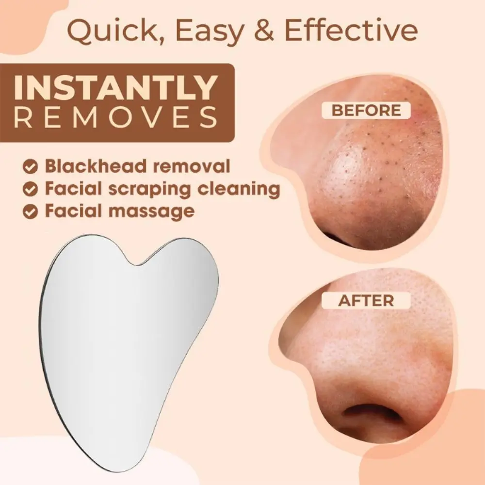 Nuevo Rascador Gua Sha de acero inoxidable, masajeador Facial Universal con forma de corazón, herramienta de masaje Guasha para belleza Facial, masaje de ojos