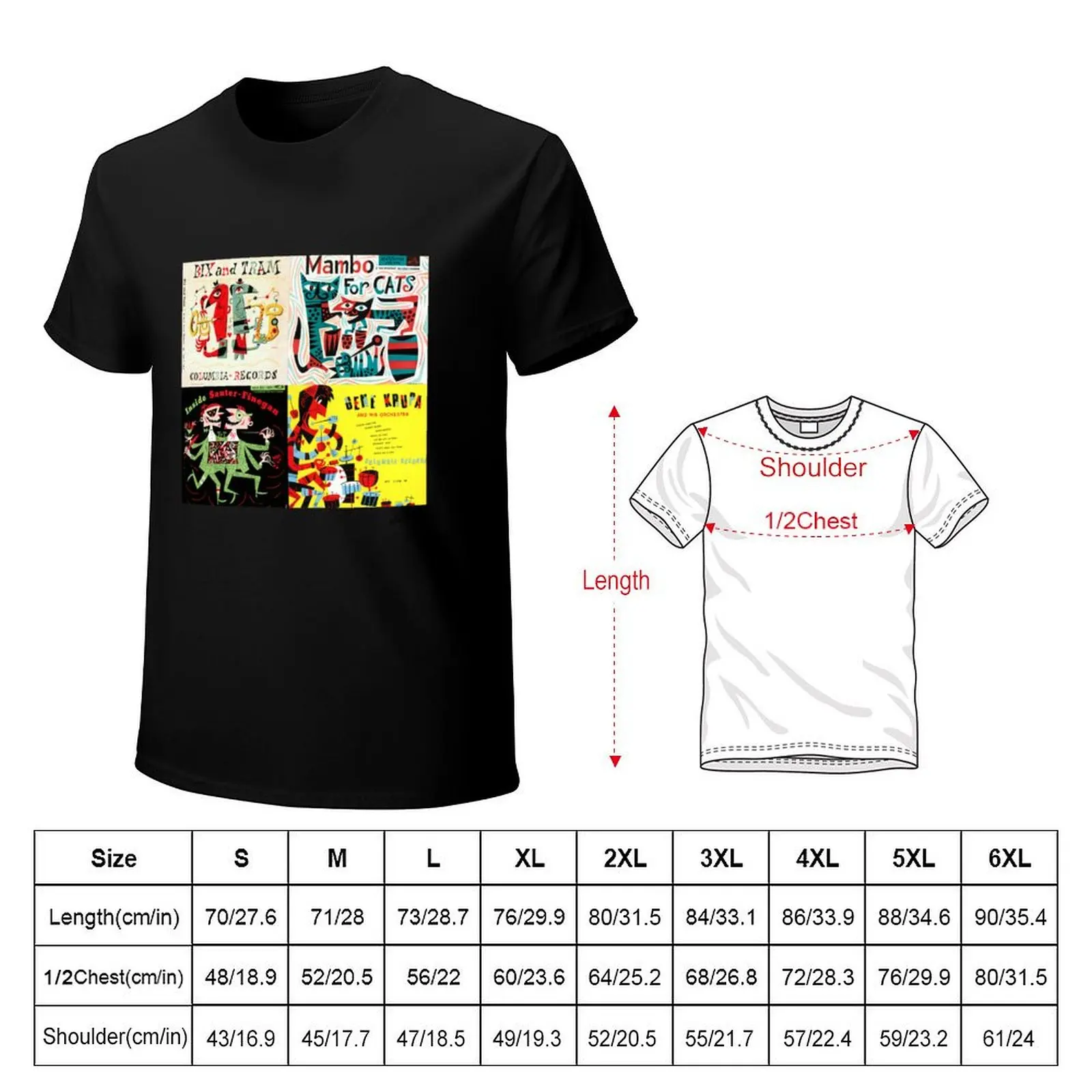 Jazz Albums Designed by Jim Flora T-Shirt Soft Basic Cotton Short Sleeve Tee