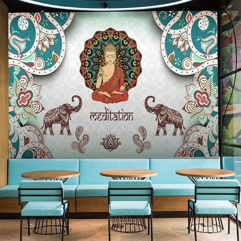 Benutzerdefinierte 3D wasserdichte Tapete Thai Indian Yoga Studio Tanzstudio Wellness Studio Hintergrund Wandbild Home Decor 3D Papier Peint