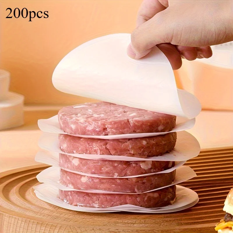 200pcs of Burger Patty Separator Paper  Oil-Absorbing Non-Stick Paper Pad Cookies Barbecue and Baking Accessories, Kitchen Tools