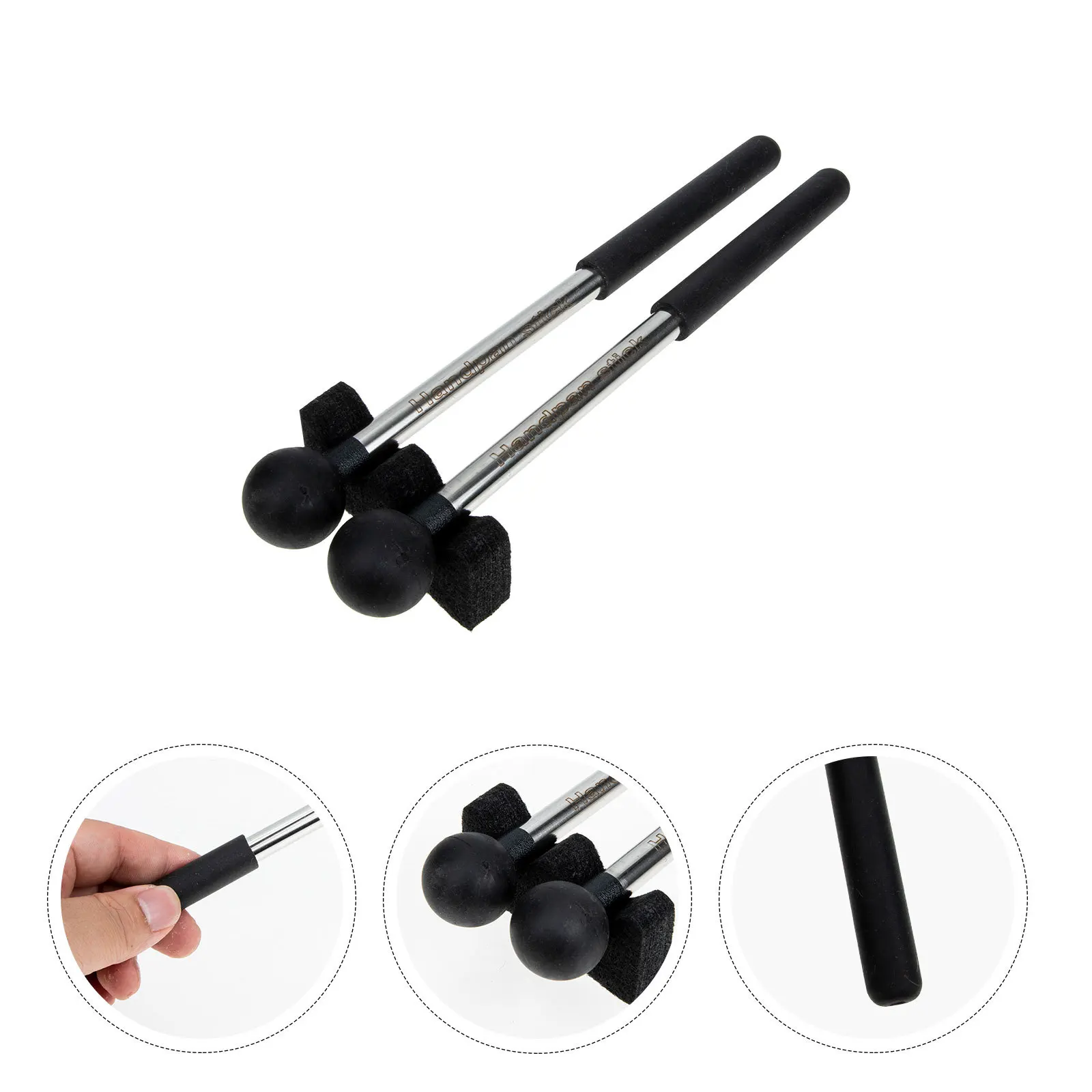 

1Pair Rubber Hammer Head Tongue Drumsticks Durable Stable Metal Musical Instrument Sticks for Music Education Meditation