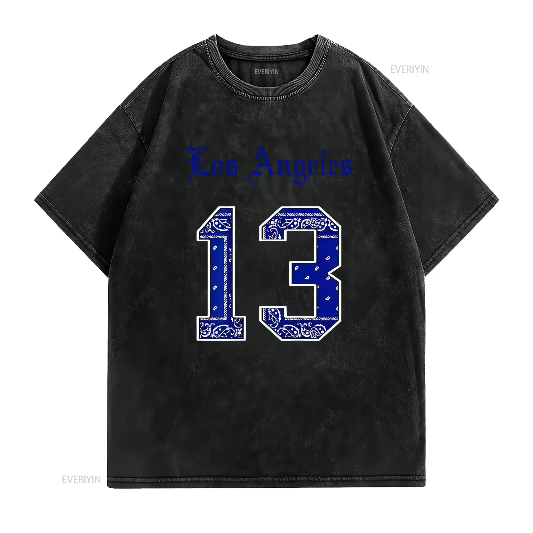 Los Angeles 13 blue bandana rag gangster gangsta cholo T Shirt SweaT 19579 vintage Washed Stretched graphic streetwear Soft