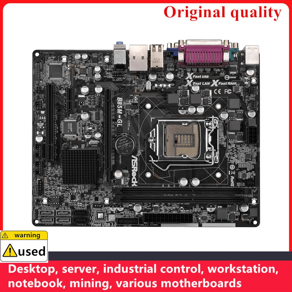 

Used For ASROCK B85M-GL Motherboards LGA 1150 DDR3 16GB M-ATX For Intel B85 Desktop Mainboard SATA III USB3.0