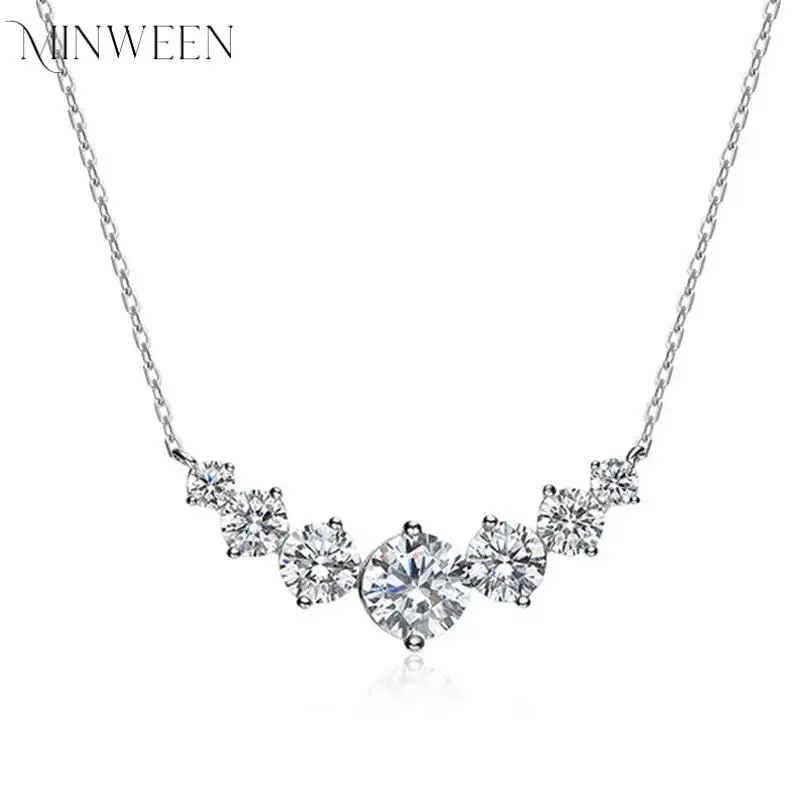 

1.7-5CT All Moissanite Necklace for Women Smile Princesses Sparkling Diamond Pendant S925 Sterling Silver Plated PT950