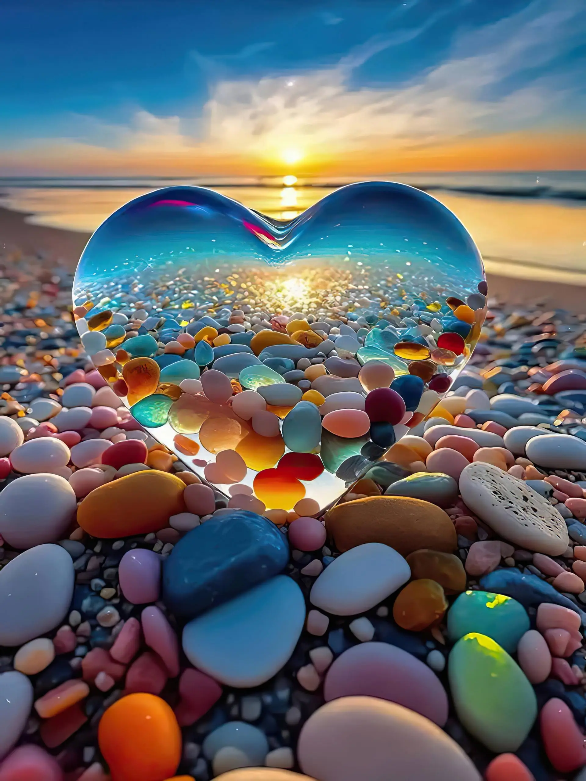 

Seaside Heart-shaped Stones 500/1000/1200/2000 PCS Jigsaw Puzzles Family Activity Games for Gameroom Bedroom Gifts Home Decor