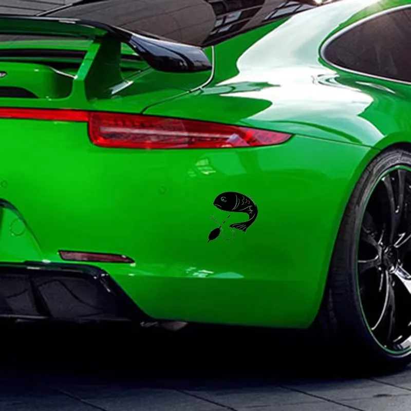 تصميم مضحك على شكل سمكة مقلية، ملحقات نافذة ممتصة للصدمات للدراجات النارية، ملصقات سيارات من الفينيل المزخرفة #2