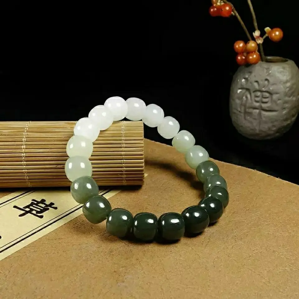 Natural Hotan Gradient Old Bead Single Circle Hand String Women's Simple and Versatile Bracelet