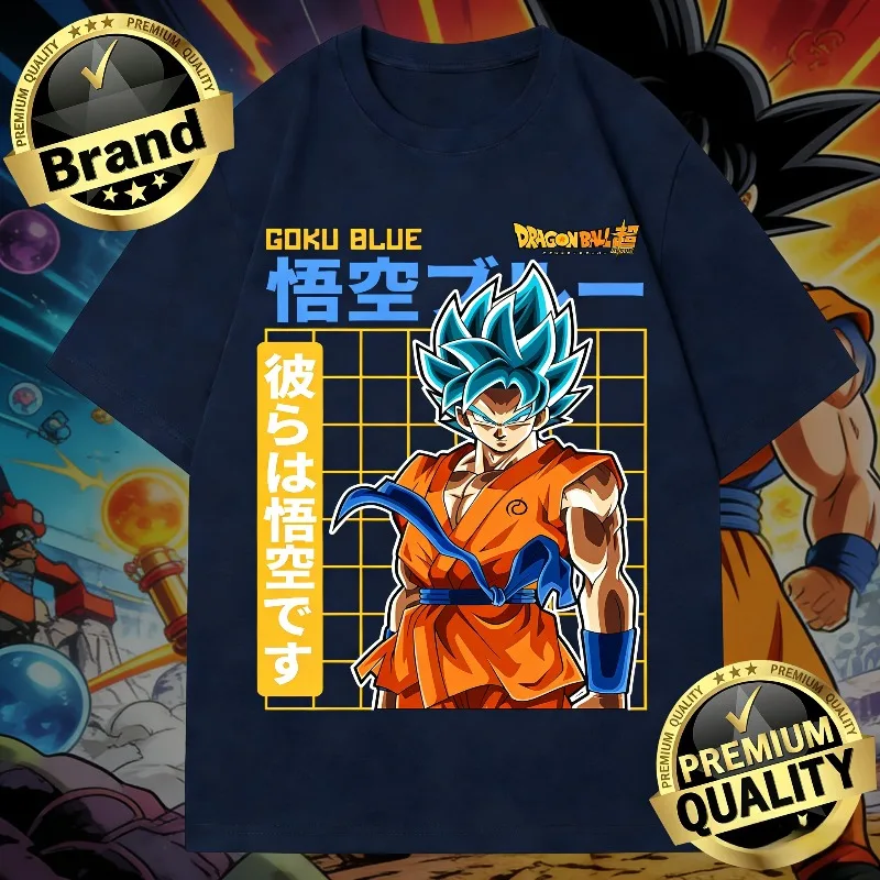 

Футболка унисекс оверсайз из высококачественного хлопка с графическим принтом Dragon Ball Super Saiyan Blue Goku, летняя, 2026 года, винтажная, для мужчин и женщин