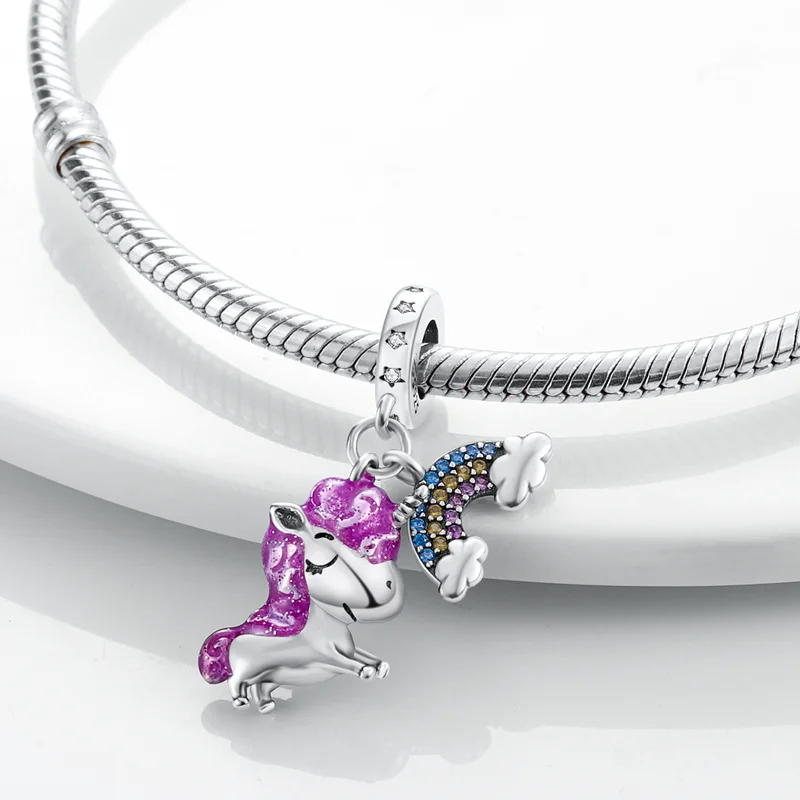 Lovely Majestic Unicorn Silver Charms Beads Fit Original Bracelet Bag Keychain Earring Charm Bead Pendant Diy Women Jewelry Gift