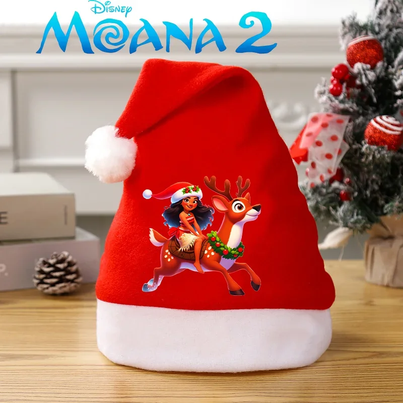 Disney Moana 2 Christmas Santa Hats New Year Dinner Party Home Decor Xmas Outdoor Decorations Anime Movies Graphic Print Gifts