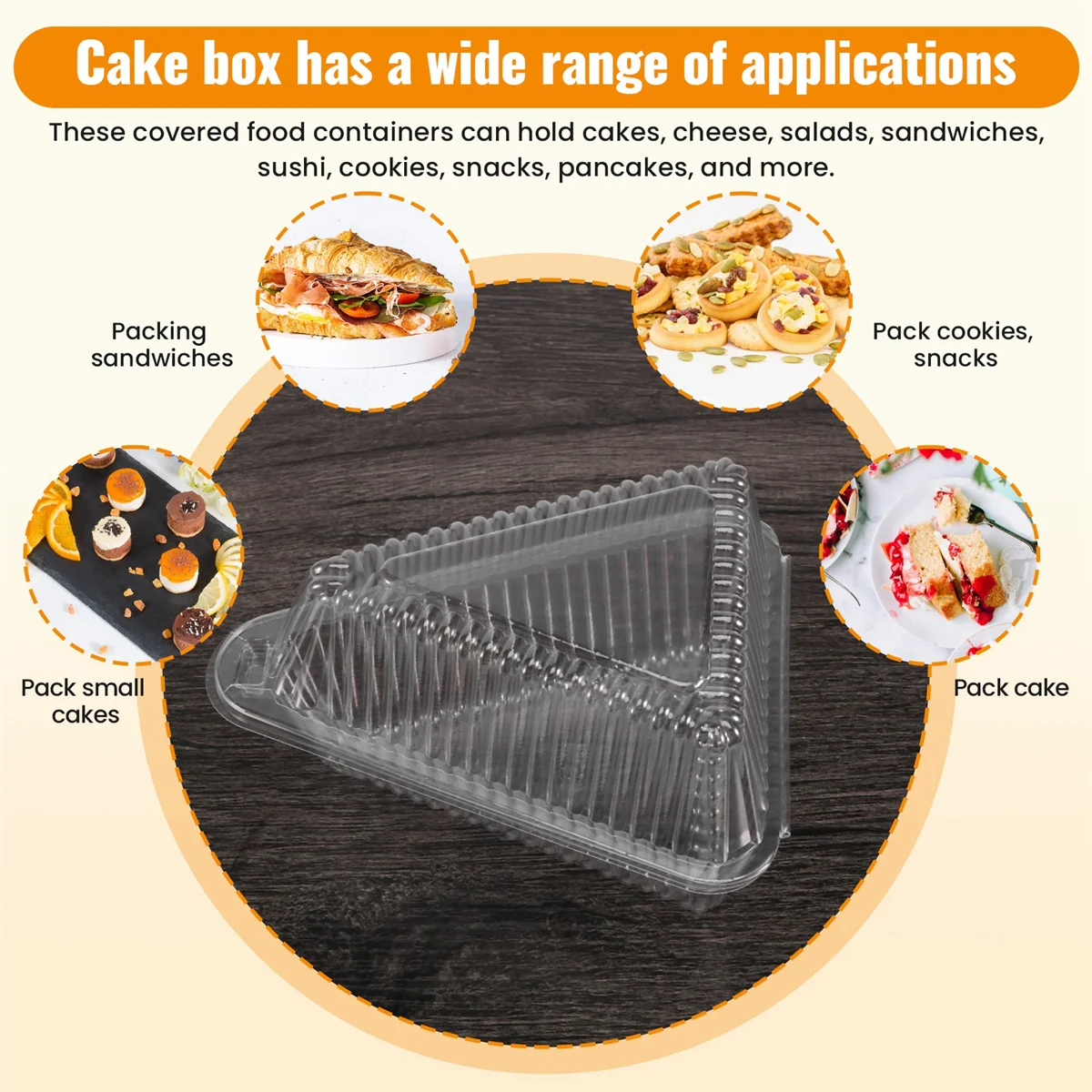 100 ชิ้นสามเหลี่ยมกล่องชีสเค้ก Slice กล่องเค้กสามเหลี่ยมผู้ถือพายกล่องเค้กสําหรับเบเกอรี่งานแต่งงาน