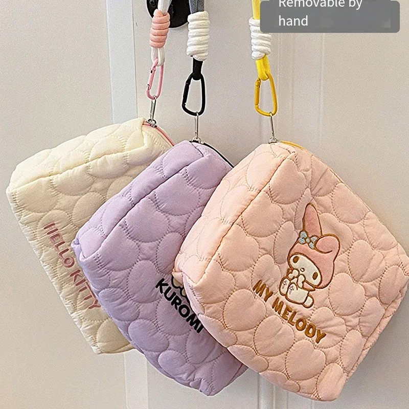 سانريوس الكرتون حقيبة التخزين سعة كبيرة جرلي القلب أنيمي الشكل Kawaii أشتات اليد عقد حقيبة مستحضرات التجميل حقيبة التخزين