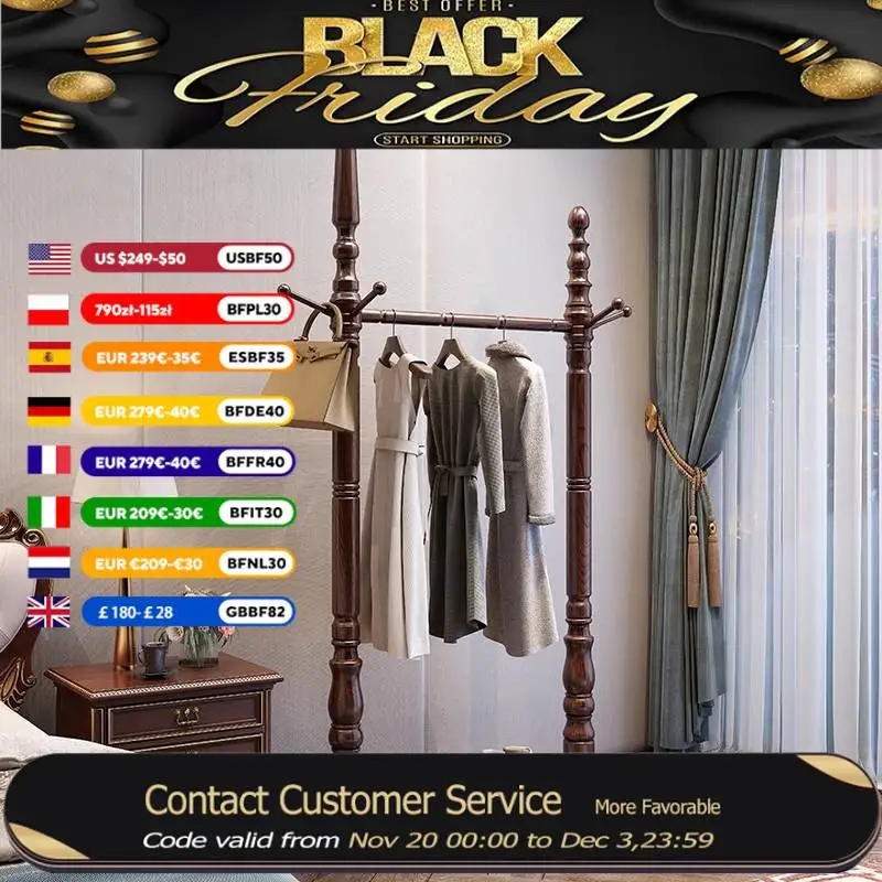 

Design Large Clothes Rack Wooden Floor Standing Living Room Clothes Rack Nordic Luxury Wood Wieszaki Na Ubranie Furniture Home