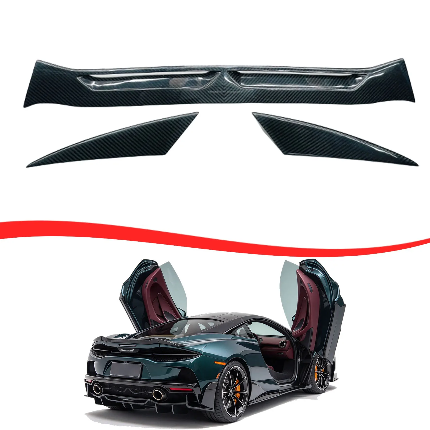 GT Coupe Dry Carbon Fiber Rear Trunk GT Lip Wing Spoiler For 2019-2023 McLaren GT Coupe