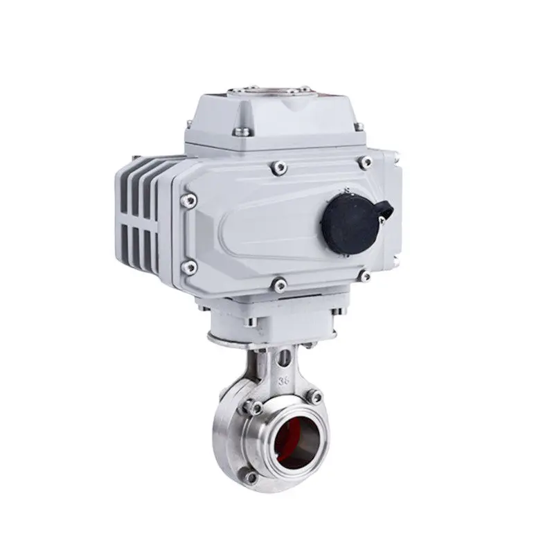 For304 stainless steel electric quick-loading butterfly valve D981X-16P sanitary quick-opening clamp chuck dust valve 220V